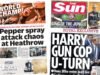 The Papers: Heathrow «επίθεση με σπρέι πιπεριού» και «Harry gun cop U-turn»
| presscode.gr The Papers: Heathrow «επίθεση με σπρέι πιπεριού» και «Harry gun cop U-turn»
| presscode.gr