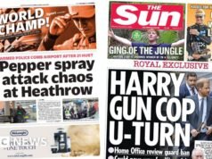 The Papers: Heathrow «επίθεση με σπρέι πιπεριού» και «Harry gun cop U-turn»
| presscode.gr The Papers: Heathrow «επίθεση με σπρέι πιπεριού» και «Harry gun cop U-turn»
| presscode.gr